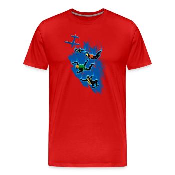 Skydiver - Männer Premium Bio T-Shirt - Rot - Vorne - Damien (186cm)