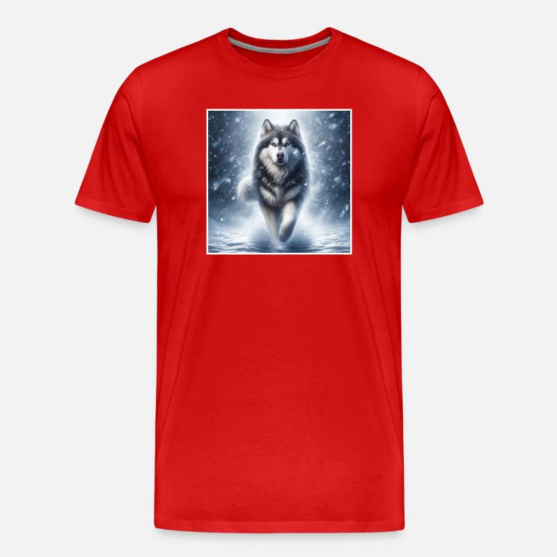 Schlittenhund - Männer Premium Bio T-Shirt - Rot