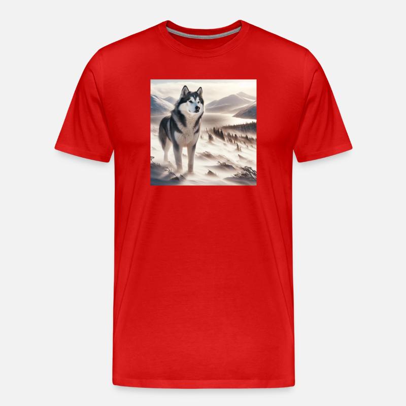 Schlittenhund - Männer Premium Bio T-Shirt - Rot