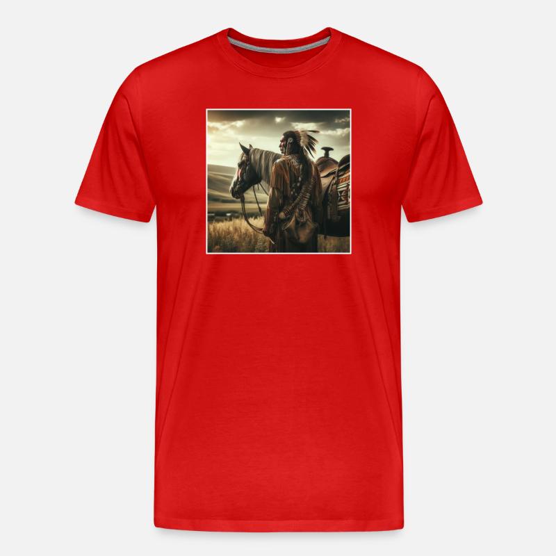 Amerikanische Ureinwohner - Männer Premium Bio T-Shirt - Rot