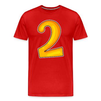 Zwei - 2 - Nummer Zahl - Männer Premium Bio T-Shirt - Rot - Vorne - Damien (186cm)