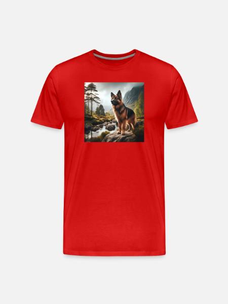 German Shepherd Art - Men's Premium Organic T-Shirt - red