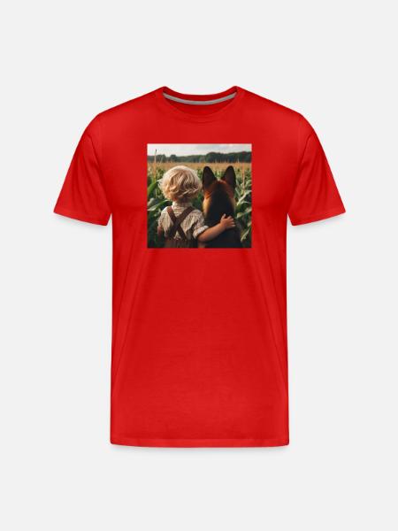 German Shepherd Art - Men's Premium Organic T-Shirt - red