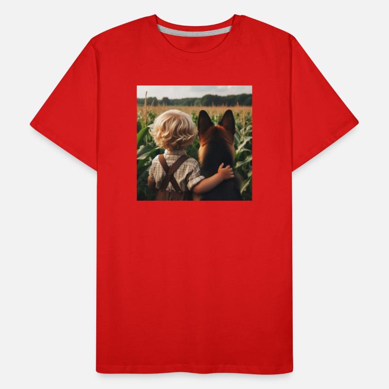 Deutscher Schäferhund Kunst Männer Premium Bio T-Shirt
