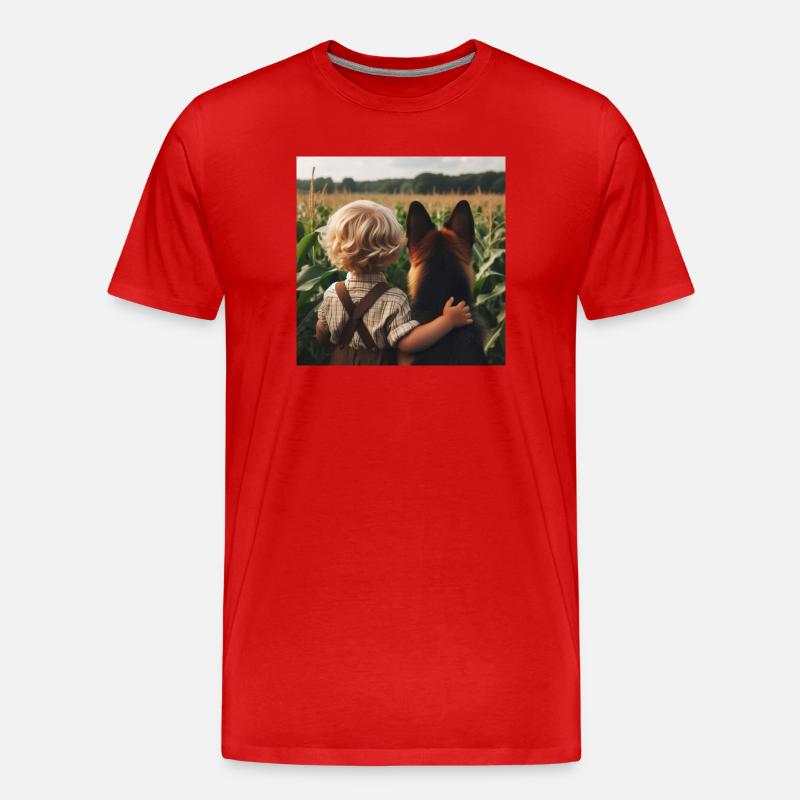 Deutscher Schäferhund Kunst - Männer Premium Bio T-Shirt - Rot