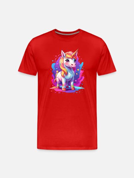 Cute Unicorn - Men's Premium Organic T-Shirt - red