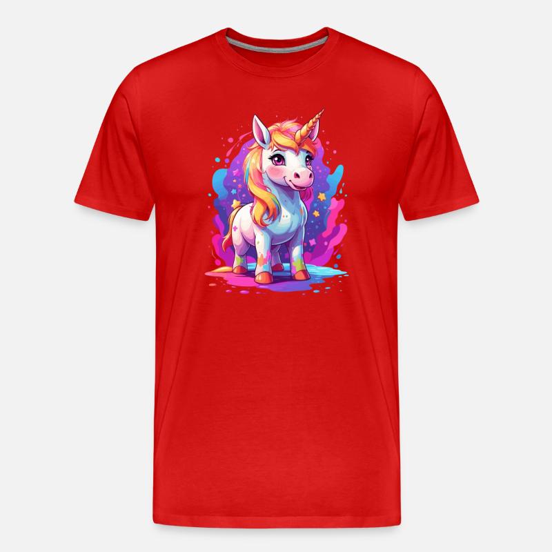 Süßes Einhorn - Männer Premium Bio T-Shirt - Rot