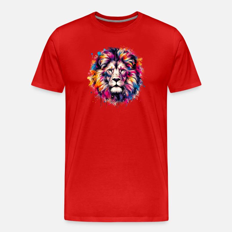 Löwe - Männer Premium Bio T-Shirt - Rot