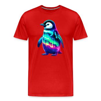 Aurora Borealis Pinguin - Männer Premium Bio T-Shirt - Rot - Vorne - Damien (186cm)