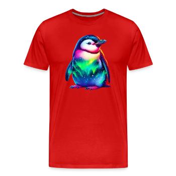Aurora Borealis Pinguin - Männer Premium Bio T-Shirt - Rot - Vorne - Damien (186cm)