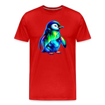 Aurora Borealis Pinguin - Männer Premium Bio T-Shirt - Rot - Vorne - Damien (186cm)