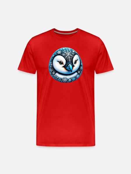Penguin Snowflake Snowflakes - Men's Premium Organic T-Shirt - red