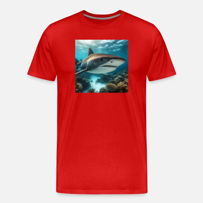 Tigerhai - Männer Premium Bio T-Shirt - Rot