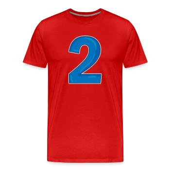 Zwei - 2 - Nummer Zahl - Männer Premium Bio T-Shirt - Rot - Vorne - Damien (186cm)
