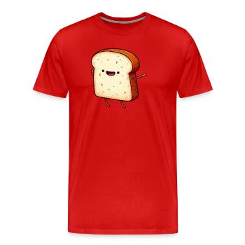 Fröhlicher Toast Springt Freude Frieden - Männer Premium Bio T-Shirt - Rot - Vorne - Damien (186cm)