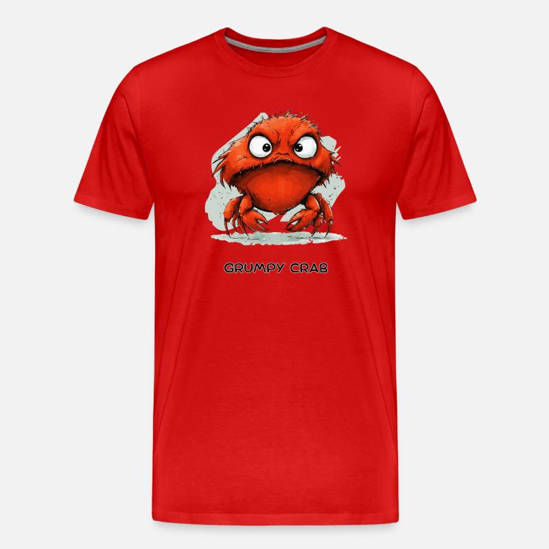 Grumpy Crab - Mürrische Cartoon Krabbe Design - Men's Premium Organic T-Shirt - red