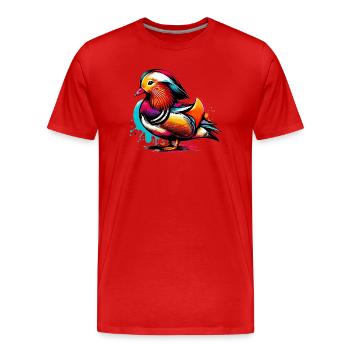 Mandarinente - Männer Premium Bio T-Shirt - Rot - Vorne - Damien (186cm)