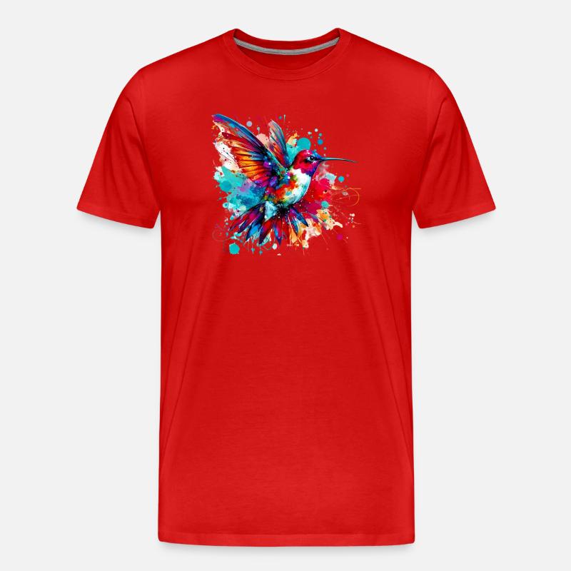 Kolibri - Männer Premium Bio T-Shirt - Rot