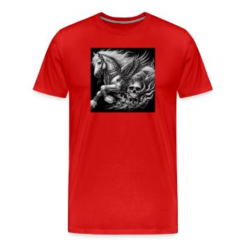 Heavy Pegasus - Men's Premium Organic T-Shirt - red - Front - Damien (186cm)