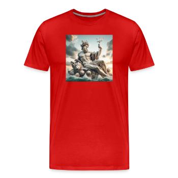 Poséidon - T-shirt bio Premium Homme - rouge - Devant - Damien (186cm)