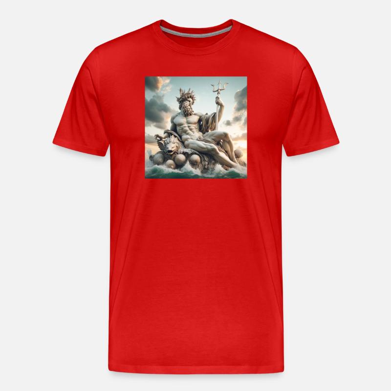 Poseidon - Männer Premium Bio T-Shirt - Rot