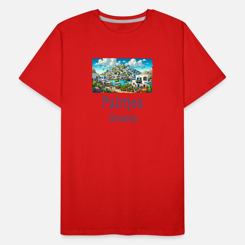 Patmos, Grèce, île de vacances, plage T-shirt bio Premium Homme