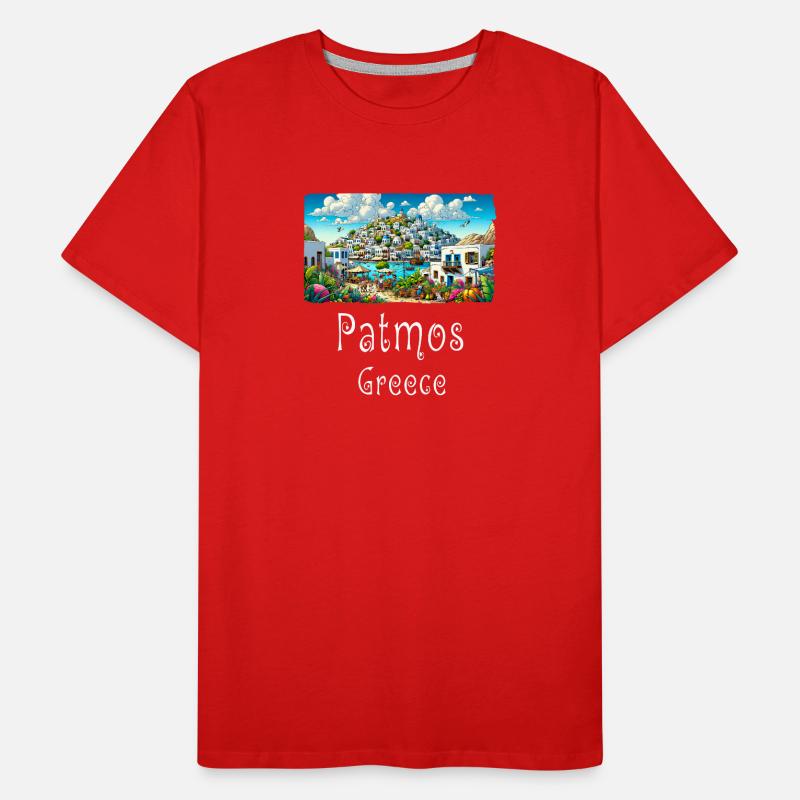 Patmos, Grèce, île de vacances, plage T-shirt bio Premium Homme
