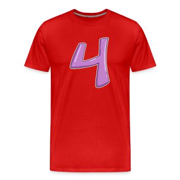 4 - Four Number Number - Men's Premium Organic T-Shirt - red - Front - Damien (186cm)