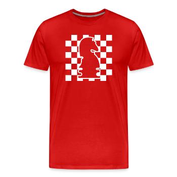 Chess Horse Checkerboard Pattern Symbol Graphic Logo - Men's Premium Organic T-Shirt - red - Front - Damien (186cm)
