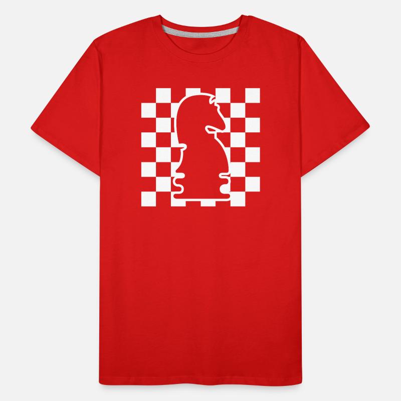 Chess Horse Checkerboard Pattern Symbol Graphic Logo Men's Premium Organic T-Shirt