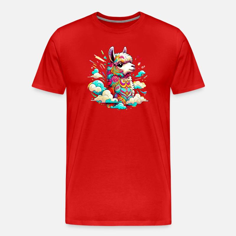 Alpaka - Männer Premium Bio T-Shirt - Rot