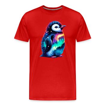 Aurora Borealis Pinguin - Männer Premium Bio T-Shirt - Rot - Vorne - Damien (186cm)