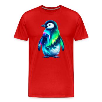 Aurora Borealis Pinguin - Männer Premium Bio T-Shirt - Rot - Vorne - Damien (186cm)