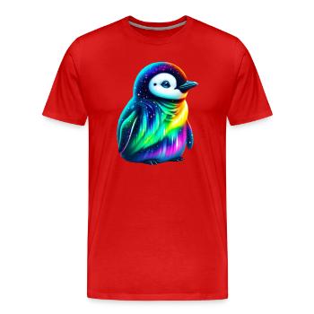 Aurora Borealis Pinguin - Männer Premium Bio T-Shirt - Rot - Vorne - Damien (186cm)