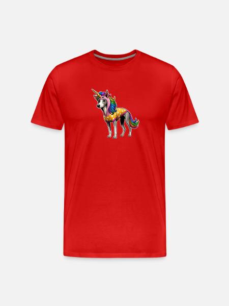 Whippet im Einhorn-Anzug - Männer Premium Bio T-Shirt - Rot