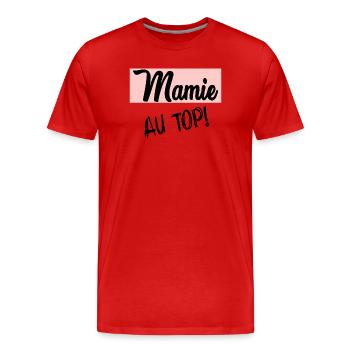 MAMIE - T-shirt bio Premium Homme - rouge - Devant - Damien (186cm)