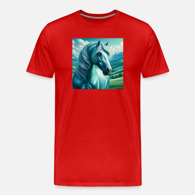 Blaues Pferd - Männer Premium Bio T-Shirt - Rot