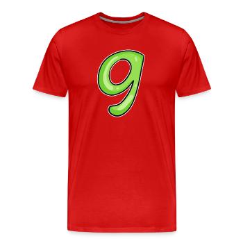 Zahl 9 - Neun - 9 Motiv Grün Hellgrün - Männer Premium Bio T-Shirt - Rot - Vorne - Damien (186cm)