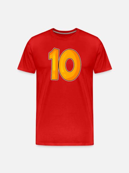 Ten 10 Number Number - Men's Premium Organic T-Shirt - red