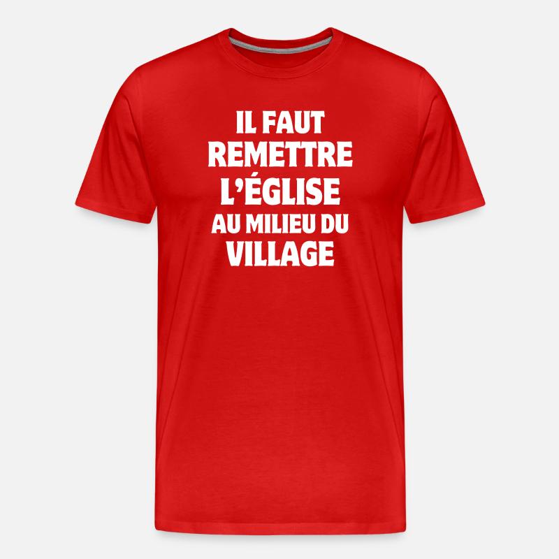 Kirche, Dorf, Priorität - Männer Premium Bio T-Shirt - Rot