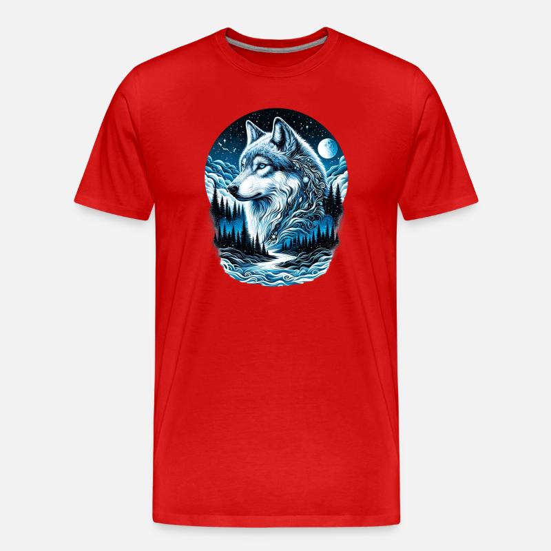 Wolf - Men's Premium Organic T-Shirt - red