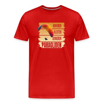 Abheben - Glaiten - Genießen - Paragliden - Männer Premium Bio T-Shirt - Rot - Vorne - Damien (186cm)
