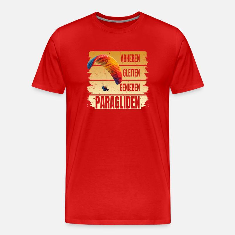 Abheben - Glaiten - Genießen - Paragliden - Männer Premium Bio T-Shirt - Rot