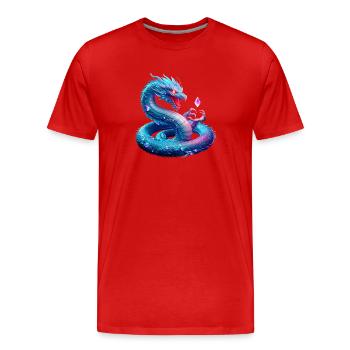 Drache (03) - Männer Premium Bio T-Shirt - Rot - Vorne - Damien (186cm)