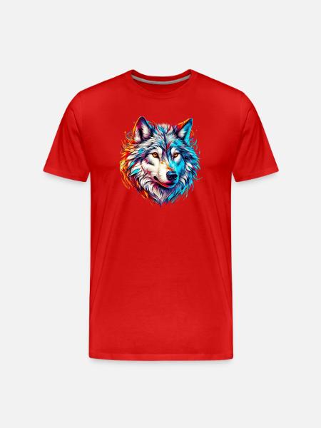 Wolf - Männer Premium Bio T-Shirt - Rot