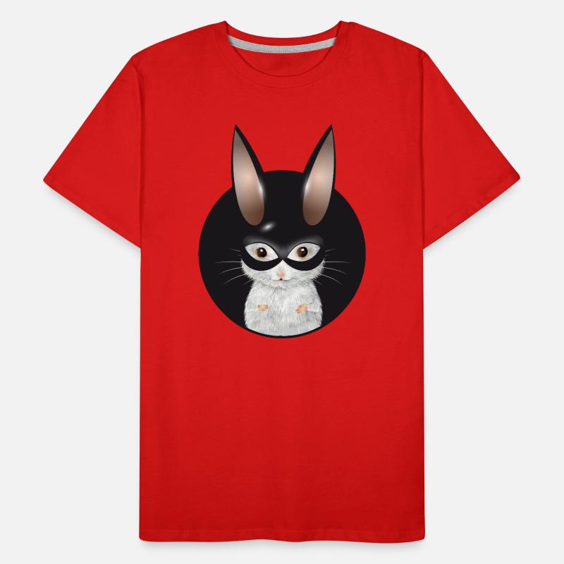Cute White Mouse with Bunny Mask in Patch Men's Premium Organic T-Shirt