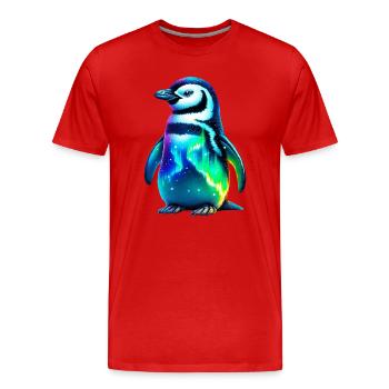 Aurora Borealis Pinguin - Männer Premium Bio T-Shirt - Rot - Vorne - Damien (186cm)