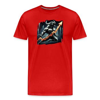 Finance Actions Taureau Wall Street Cadeau - T-shirt bio Premium Homme - rouge - Devant - Damien (186cm)
