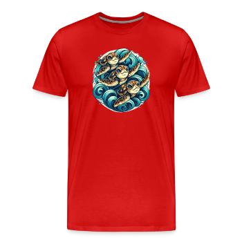 Pins de mer de style koï - T-shirt bio Premium Homme - rouge - Devant - Damien (186cm)