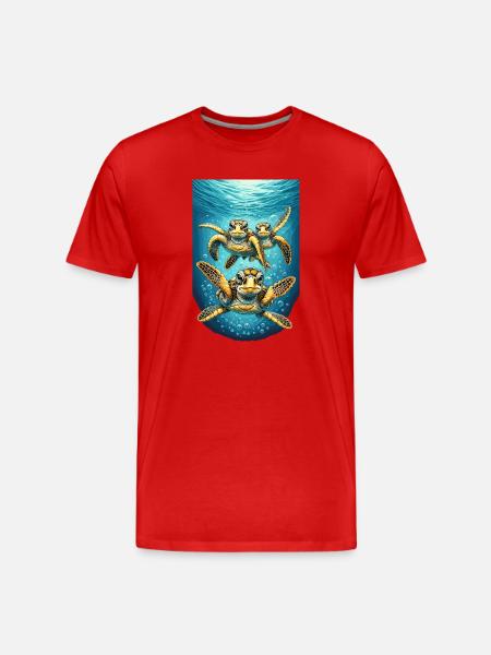 Turtle Abstraction Underwater Design - Men's Premium Organic T-Shirt - red